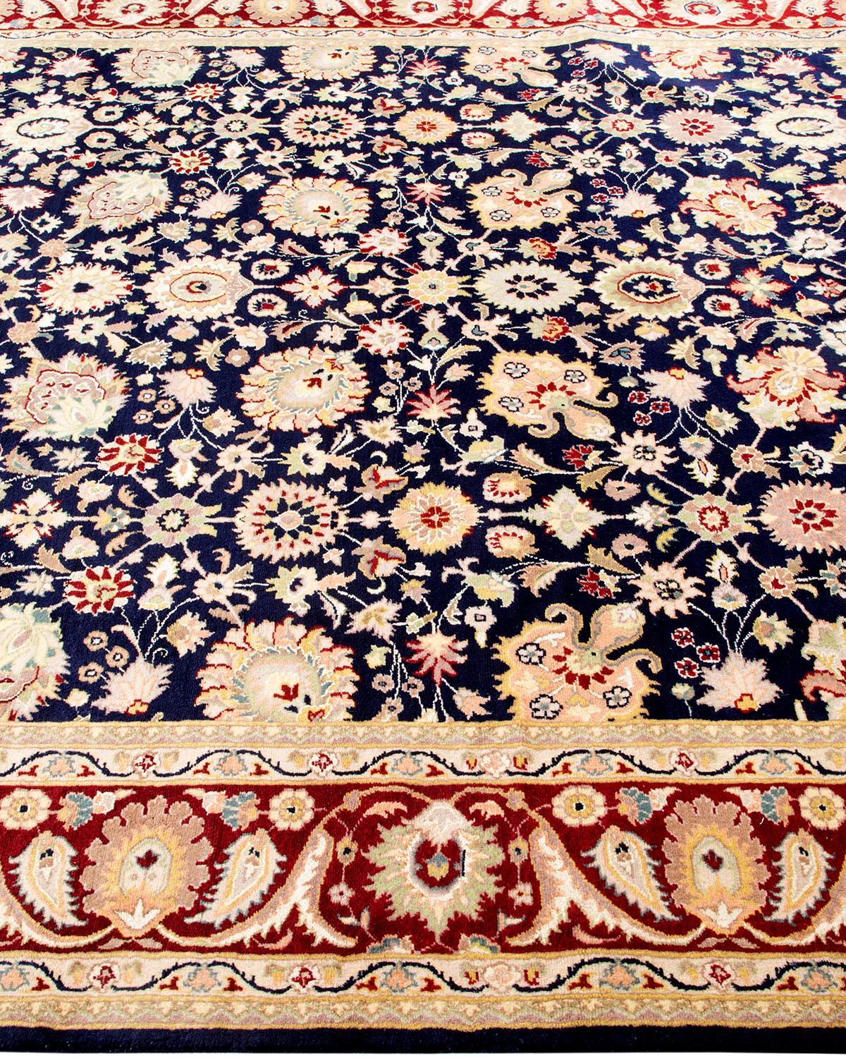 One of a Kind Hand Knotted Traditional Oriental Blue Area Rug In New Condition For Sale In Norwalk, CT