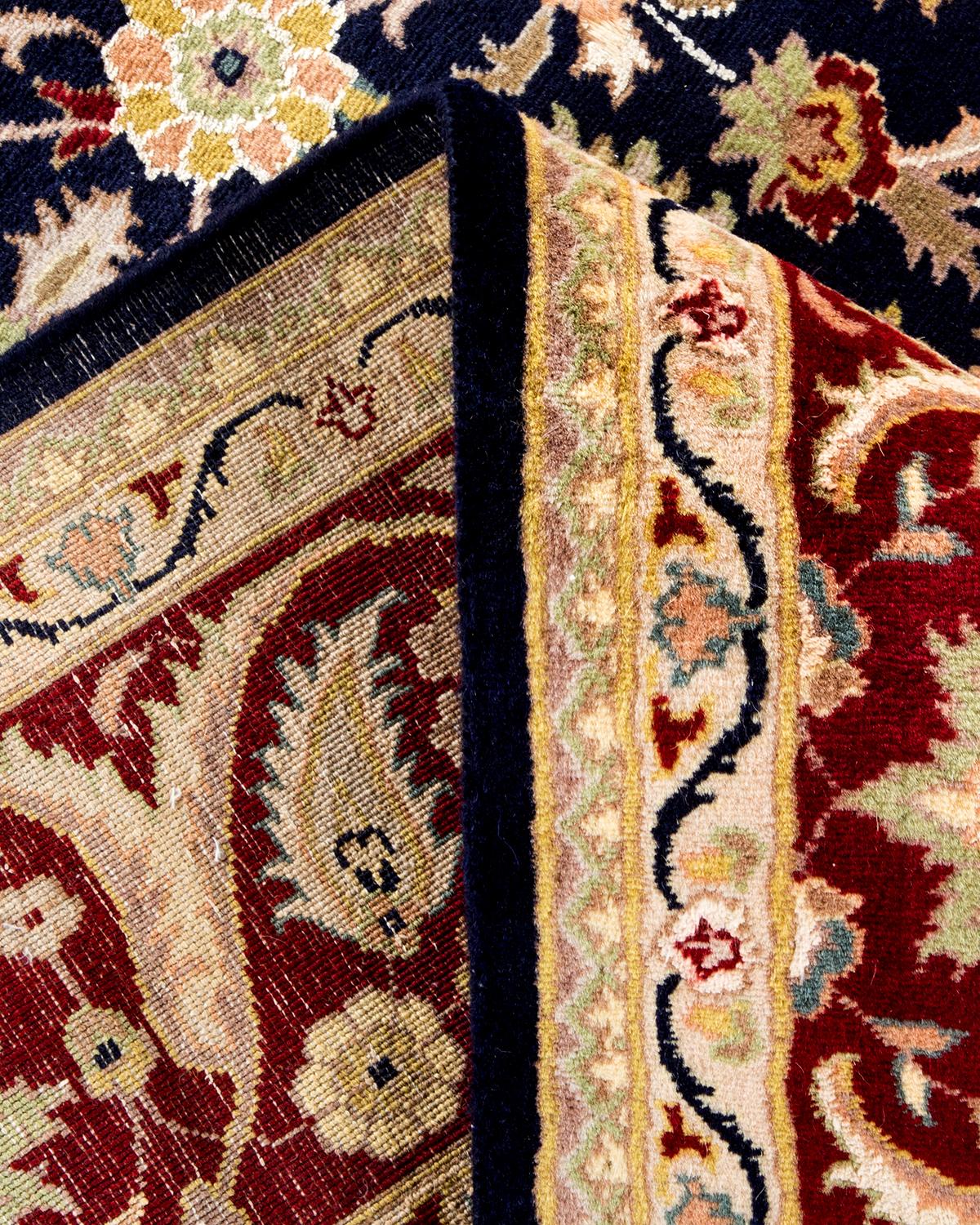 Wool One of a Kind Hand Knotted Traditional Oriental Blue Area Rug For Sale
