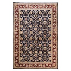 One of a Kind Hand Knotted Traditional Oriental Blue Area Rug