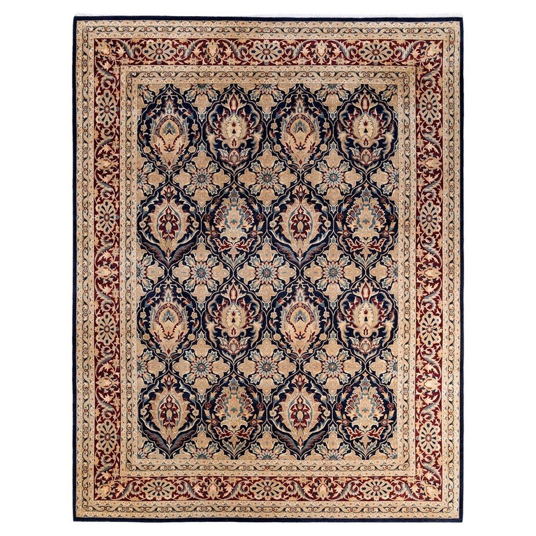 One of a Kind Hand Knotted Traditional Oriental Blue Area Rug For Sale at 1stDibs