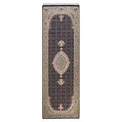 One of a Kind Hand Knotted Traditional Oriental Blue Runner