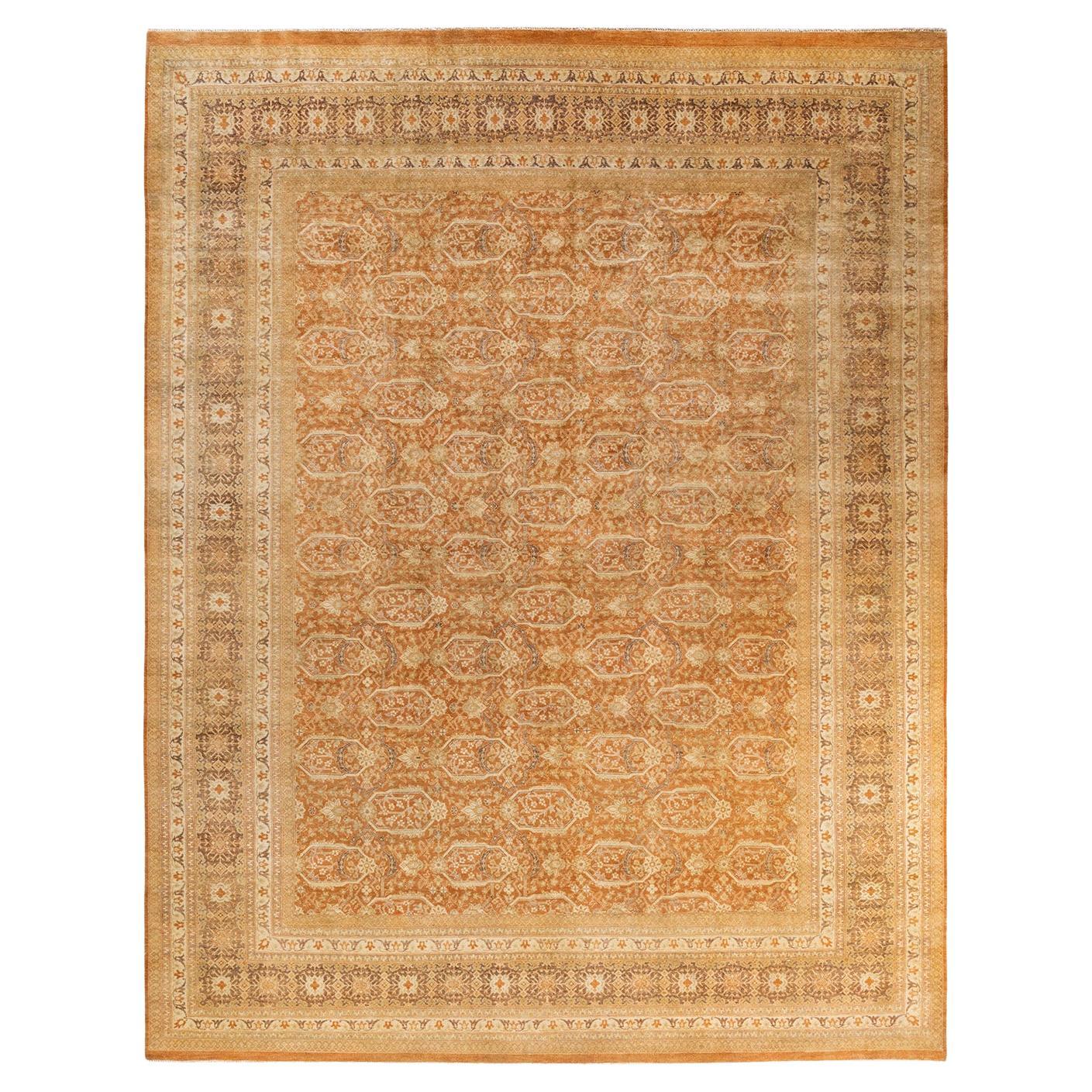 One of a Kind Hand Knotted Traditional Oriental Brown Area Rug For Sale