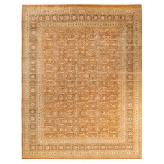 One of a Kind Hand Knotted Traditional Oriental Brown Area Rug