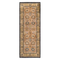 One of a Kind Hand Knotted Traditional Oriental Brown Runner