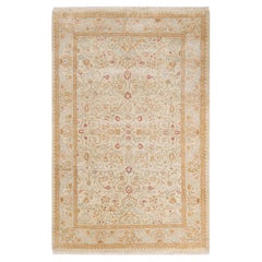 One of a Kind Hand Knotted Traditional Oriental Ivory Area Rug