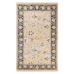 One of a Kind Hand Knotted Traditional Oriental Ivory Area Rug