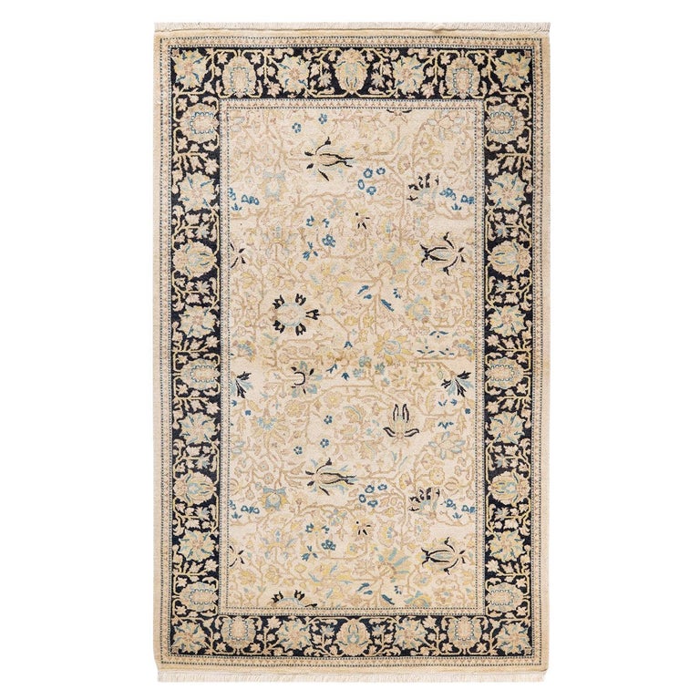 Traditional Korean Rug One of a Kind Hand Knotted Traditional Oriental Ivory Area Rug For Sale ...