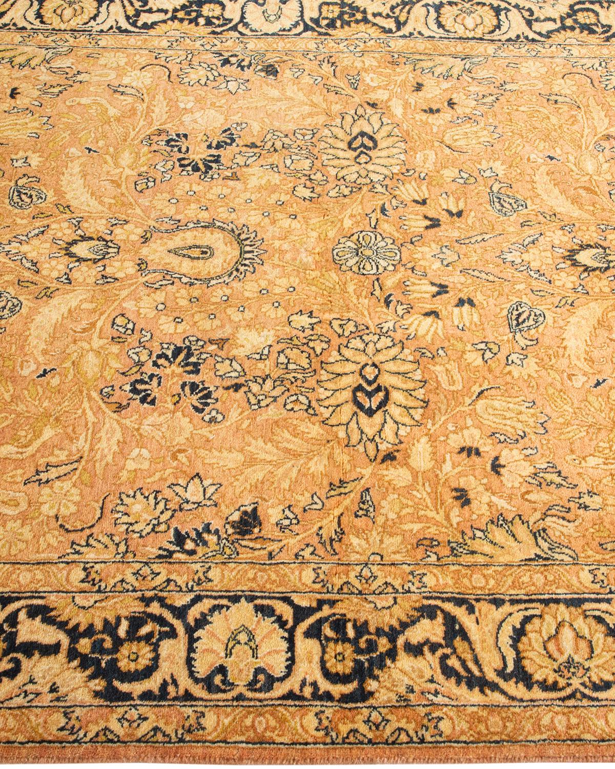 One-of-a-Kind Hand Knotted Traditional Oriental Mogul Beige Area Rug In New Condition For Sale In Norwalk, CT