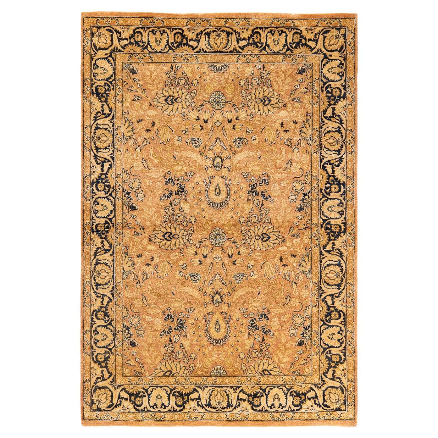 One-of-a-Kind Hand Knotted Traditional Oriental Mogul Beige Area Rug For Sale
