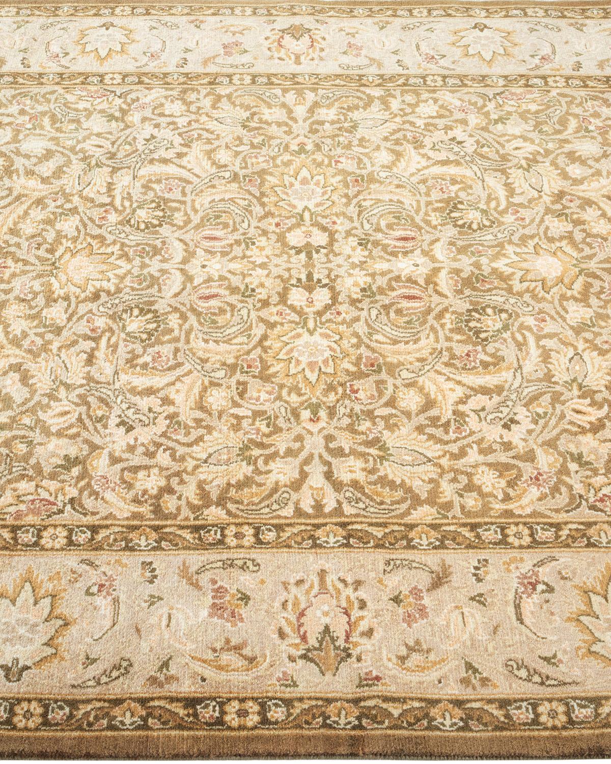 One of a Kind Hand Knotted Traditional Oriental Mogul Beige Area Rug In New Condition For Sale In Norwalk, CT