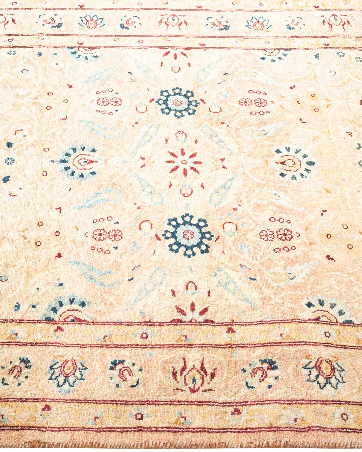 One of Kind Hand Knotted Traditional Oriental Mogul Beige Area Rug In New Condition For Sale In Norwalk, CT
