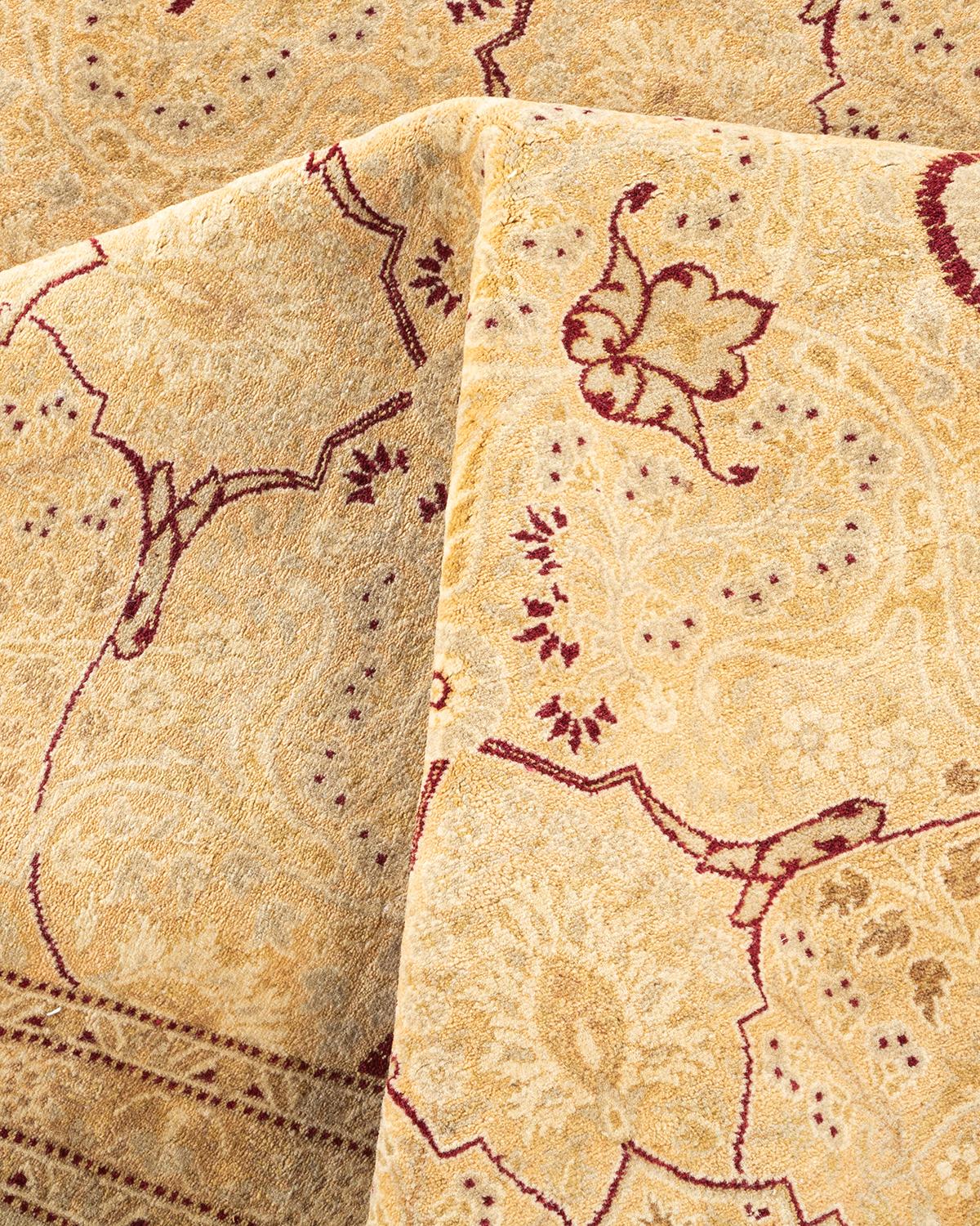One of a Kind Hand Knotted Traditional Oriental Mogul Beige Area Rug For Sale 1