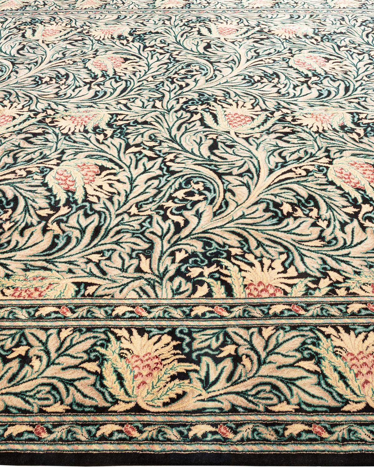 XXIe siècle et contemporain Tapis unique Oriental Mogul noir traditionnel noué à la main, unique en son genre en vente