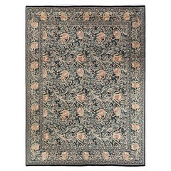 One-of-a-Kind Hand Knotted Traditional Oriental Mogul Black Area Rug