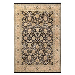 One of a Kind Hand Knotted Traditional Oriental Mogul Black Area Rug