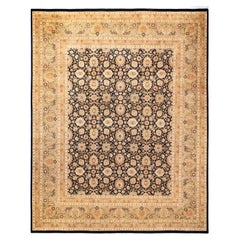 One of a Kind Hand Knotted Traditional Oriental Mogul Black Area Rug