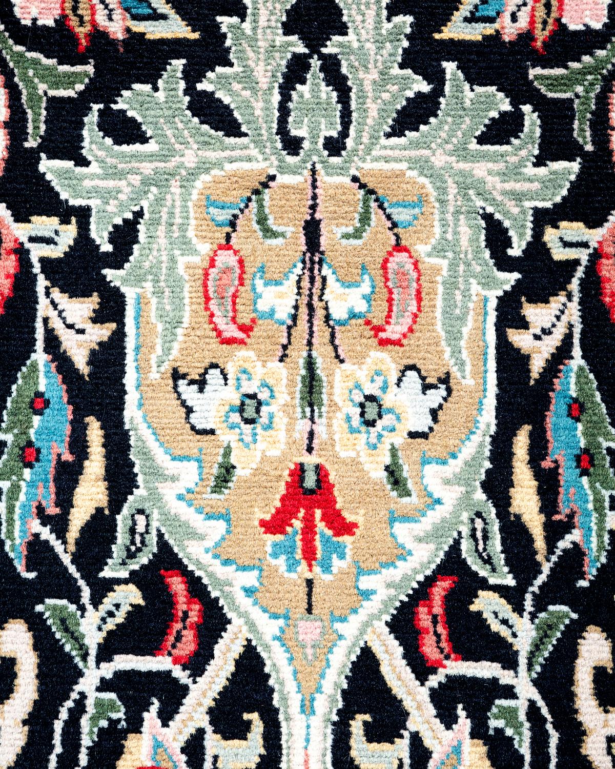 Einzigartiger handgeknpfter traditioneller orientalischer Mogul-Lufer in Schwarz (Pakistanisch) im Angebot