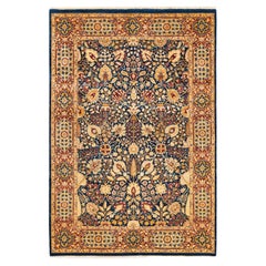 One-Of-A-Kind Hand Knotted Traditional Oriental Mogul Blue Area Rug