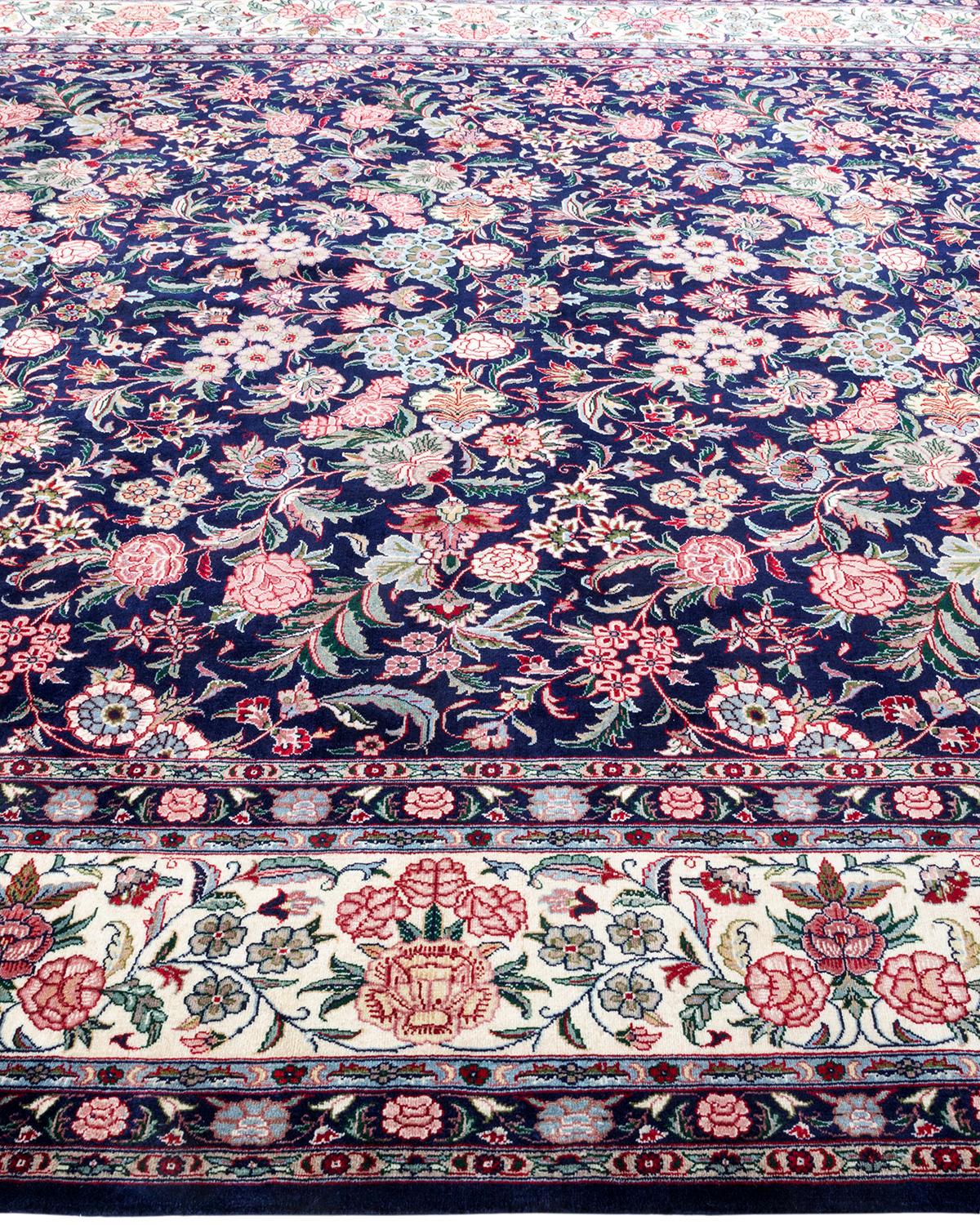 Einzigartiger handgeknpfter traditioneller orientalischer Mogul-Teppich in Blau im Zustand „Neu“ im Angebot in Norwalk, CT