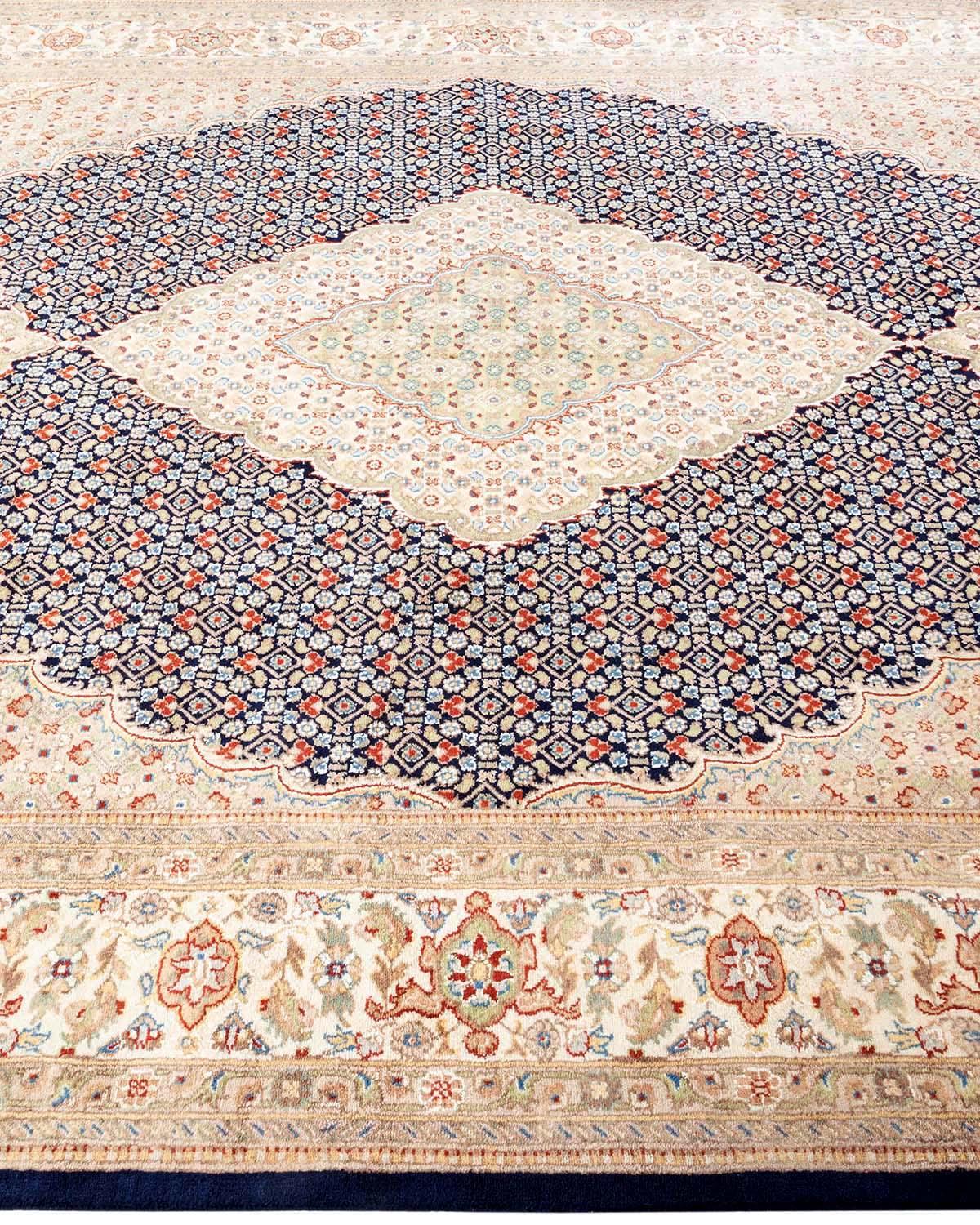 One of a Kind Hand Knotted Traditional Oriental Mogul Blue Area Rug  In New Condition For Sale In Norwalk, CT