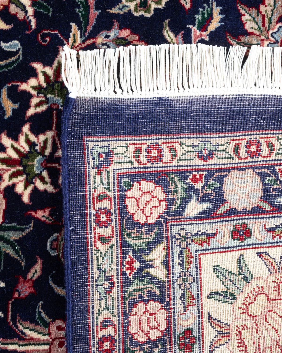 Einzigartiger handgeknpfter traditioneller orientalischer Mogul-Teppich in Blau (21. Jahrhundert und zeitgenössisch) im Angebot