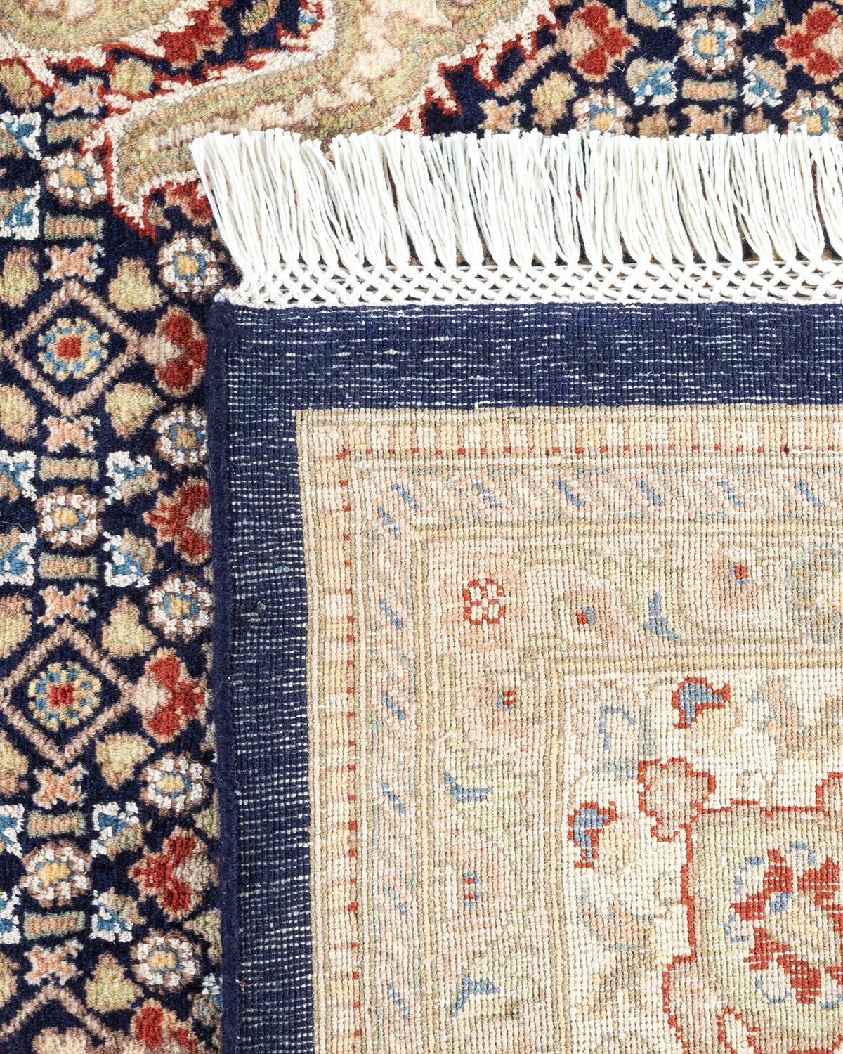 Einzigartiger handgeknpfter traditioneller orientalischer Mogul-Teppich in Blau (21. Jahrhundert und zeitgenössisch) im Angebot