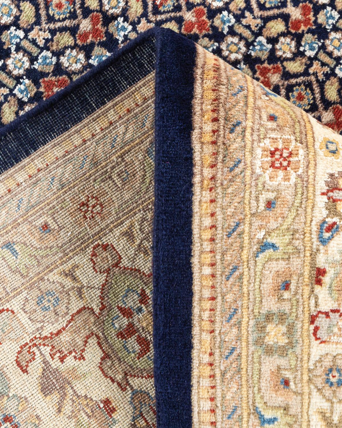 Einzigartiger handgeknpfter traditioneller orientalischer Mogul-Teppich in Blau (Wolle) im Angebot