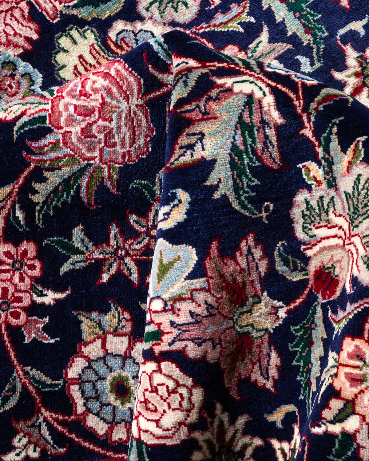Einzigartiger handgeknpfter traditioneller orientalischer Mogul-Teppich in Blau im Angebot 1