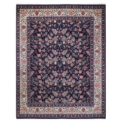 One of a Kind Hand Knotted Traditional Oriental Mogul Blue Area Rug 