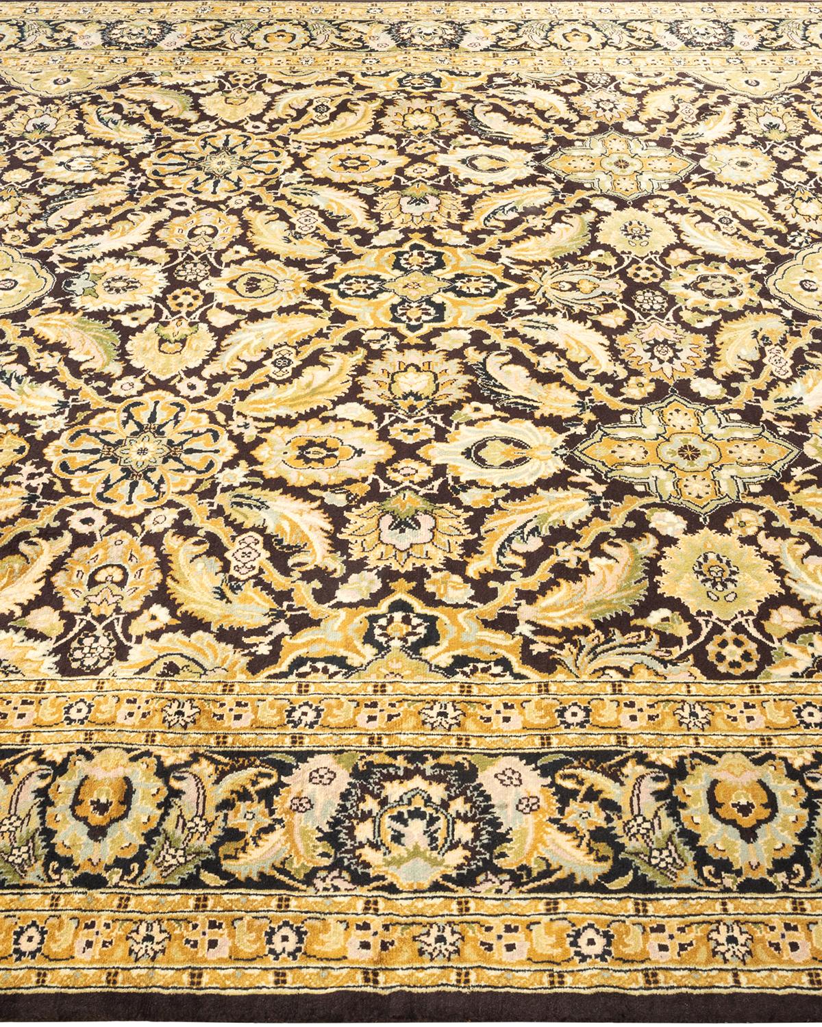 Handgeknüpfter, traditioneller, orientalischer Mogul-Teppich in Braun, Unikat im Zustand „Neu“ im Angebot in Norwalk, CT
