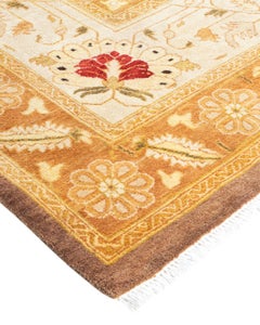 One of a Kind Hand Knotted Traditional Oriental Mogul Brown Area Rug