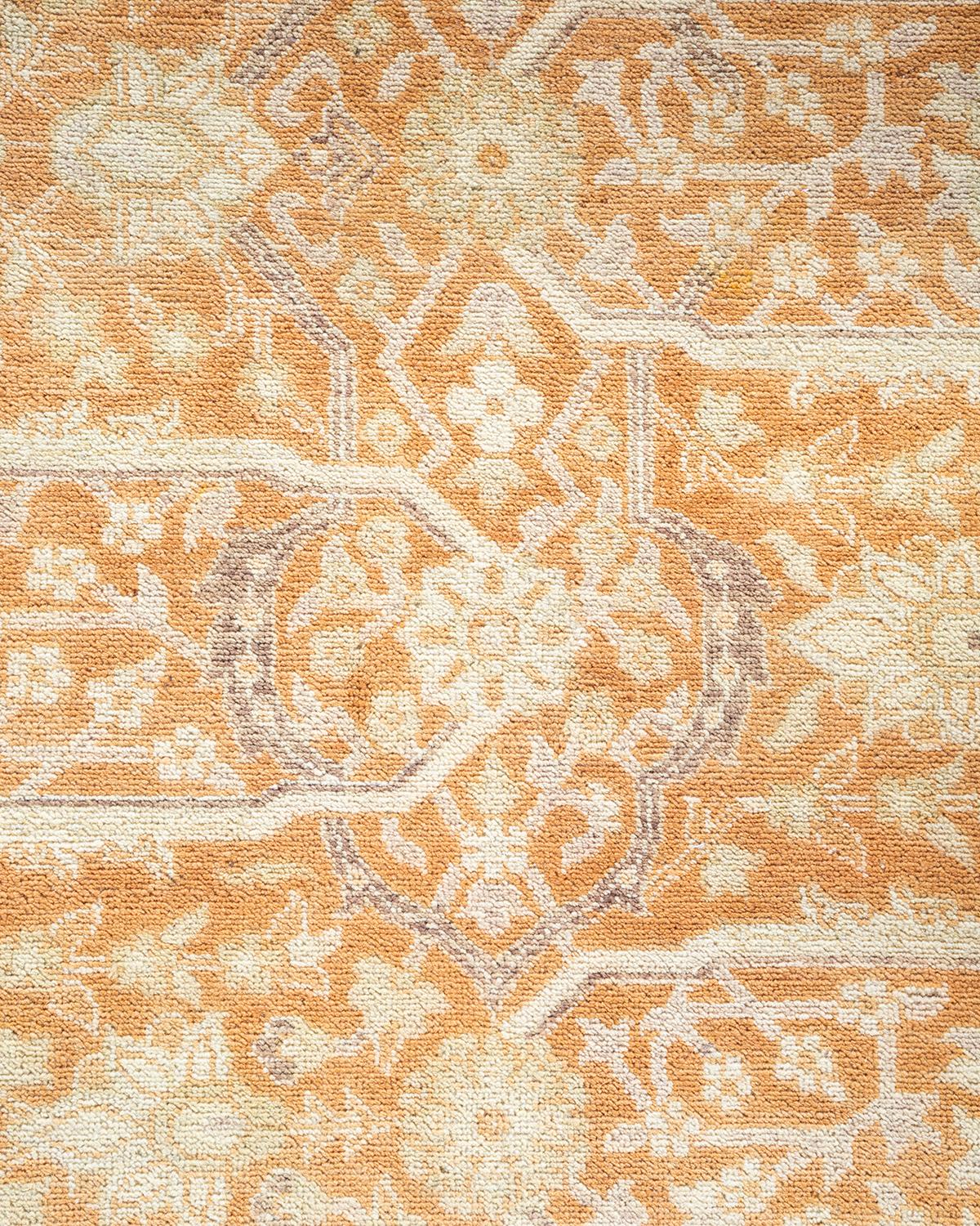 Pakistani One of a Kind Hand Knotted Traditional Oriental Mogul Brown Area Rug For Sale