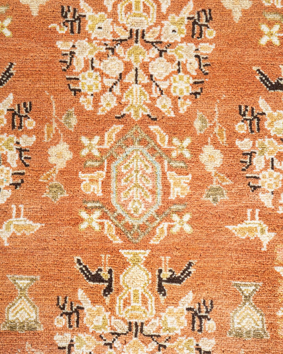 Einzigartiger handgeknpfter traditioneller Orientalischer Mogul-Teppich in Braun (Pakistanisch) im Angebot