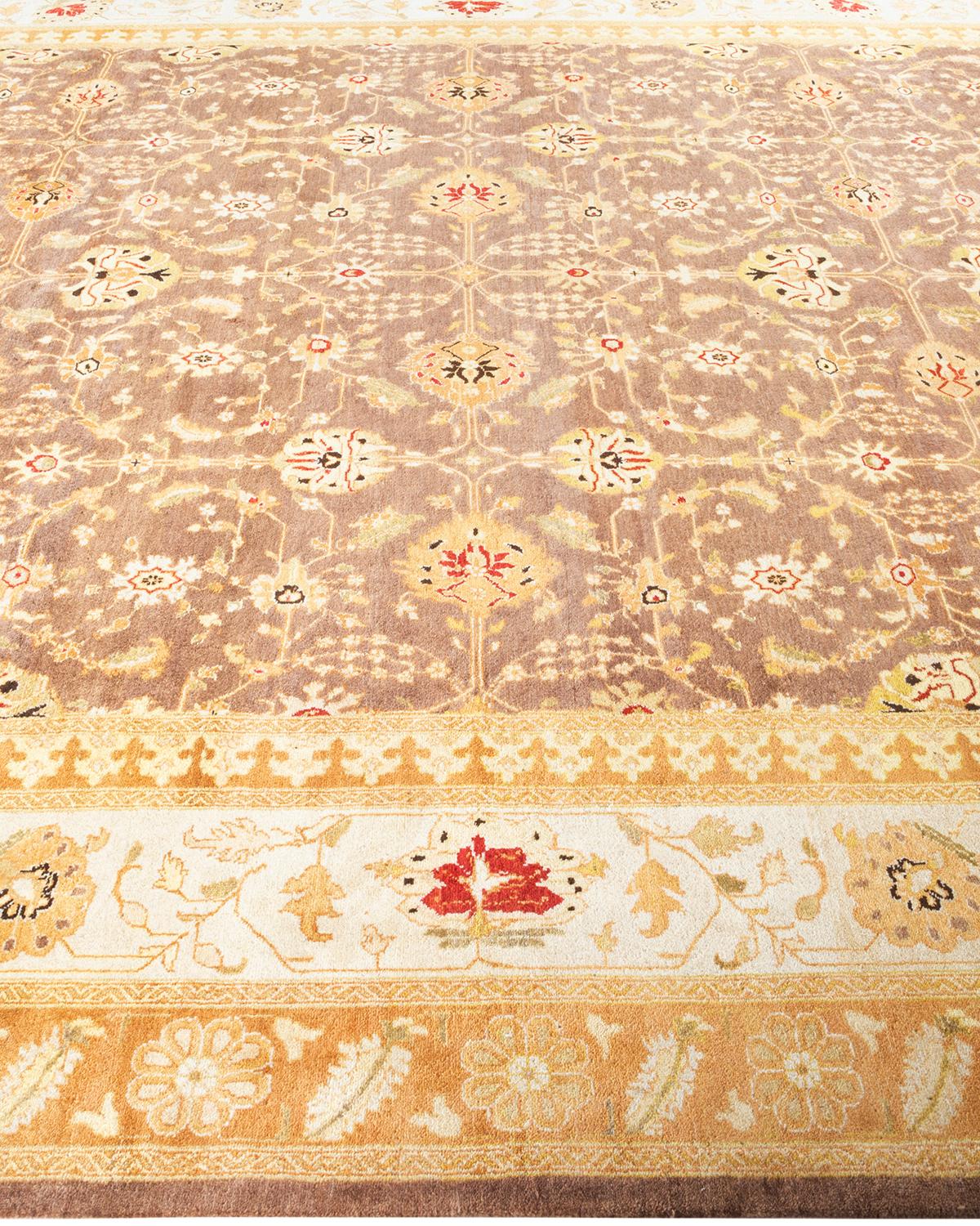 One of a Kind Hand Knotted Traditional Oriental Mogul Brown Area Rug In New Condition For Sale In Norwalk, CT