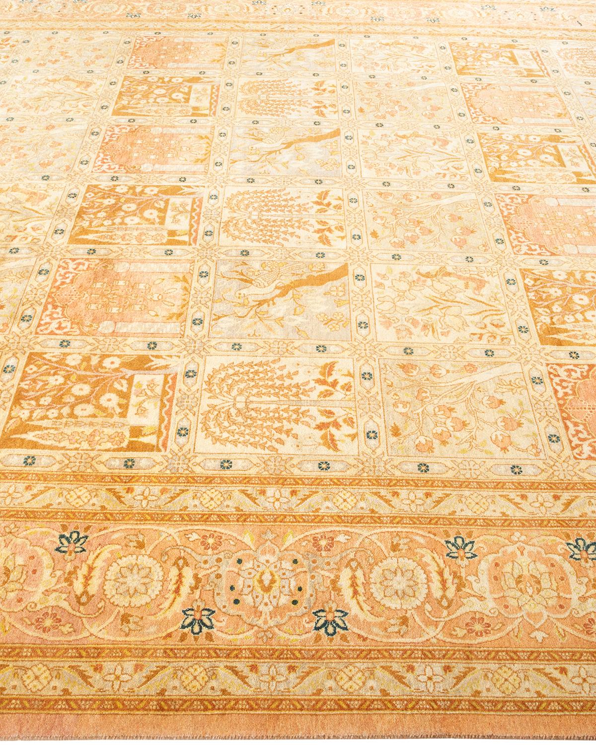 Tapis traditionnel oriental Mogul marron, unique en son genre, nou  la main. Neuf - En vente à Norwalk, CT