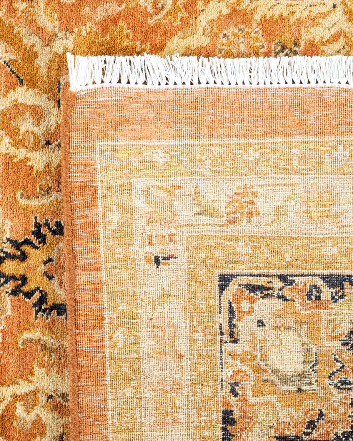 Contemporary One of a Kind Hand Knotted Traditional Oriental Mogul Brown Area Rug For Sale