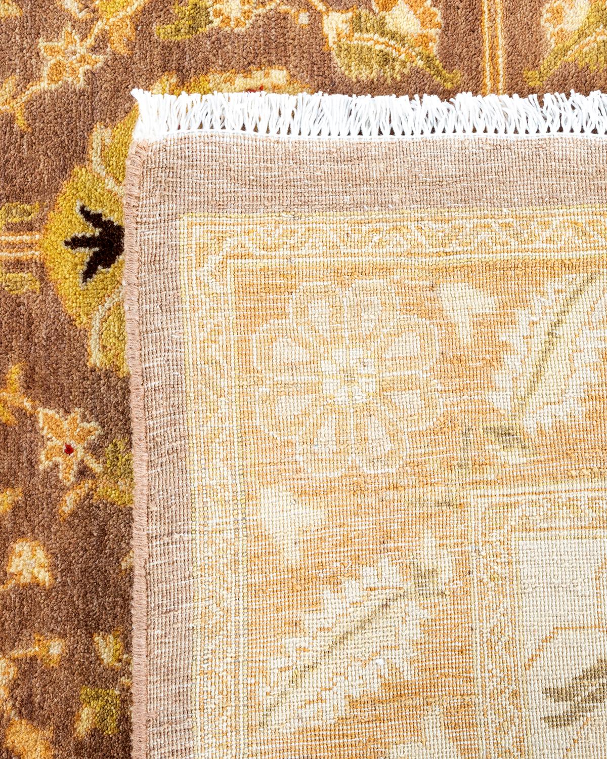 Contemporary One of a Kind Hand Knotted Traditional Oriental Mogul Brown Area Rug For Sale