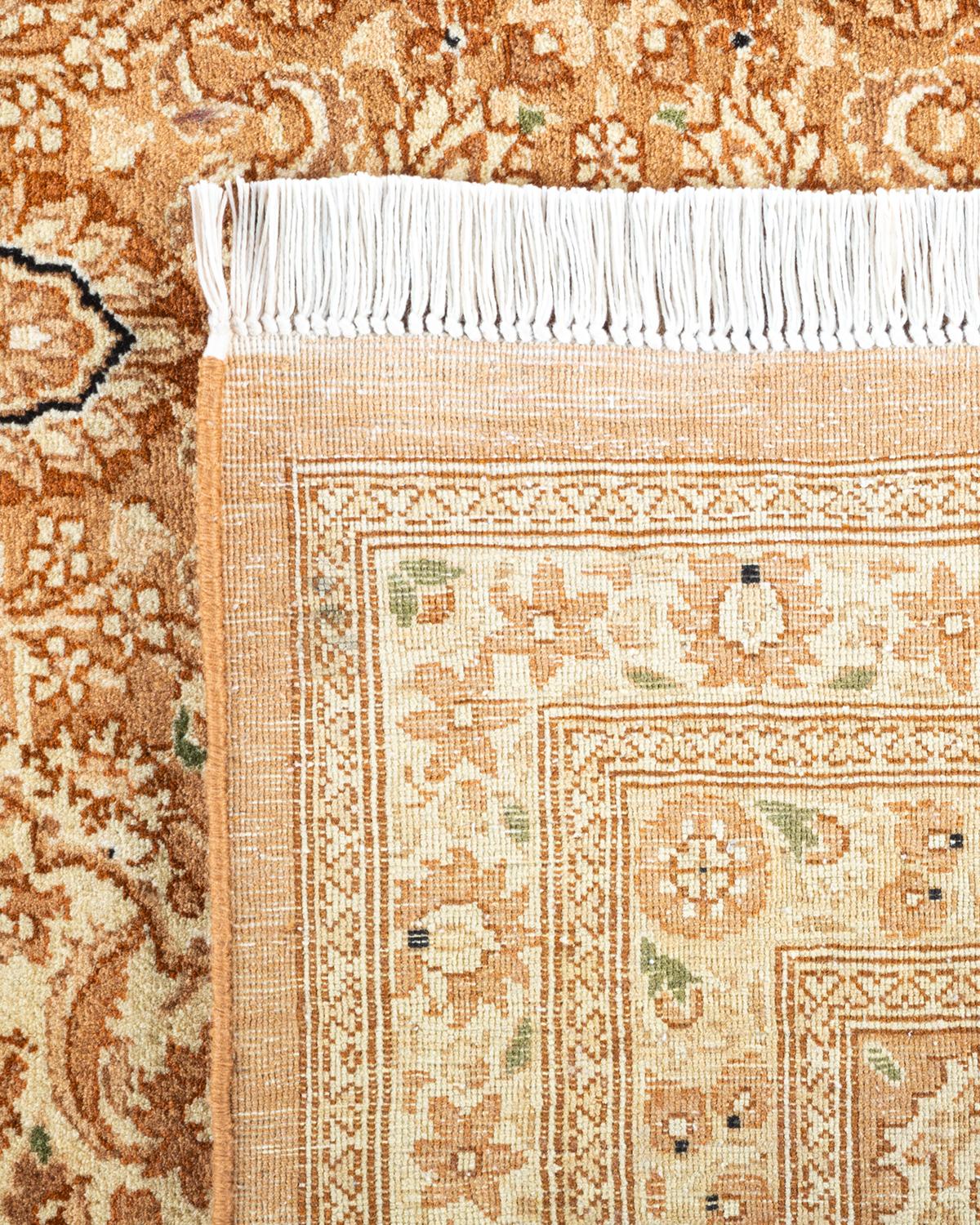 Contemporary One of a Kind Hand Knotted Traditional Oriental Mogul Brown Area Rug For Sale
