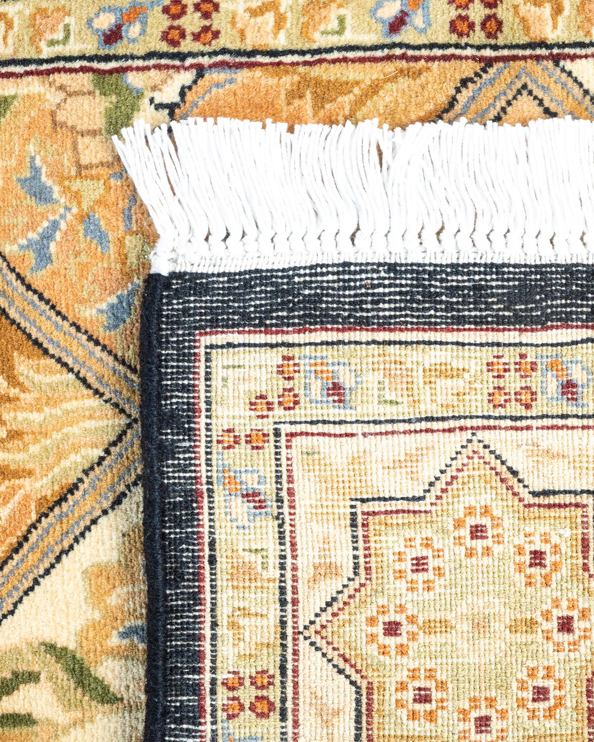 Contemporary One of a Kind Hand Knotted Traditional Oriental Mogul Brown Area Rug For Sale