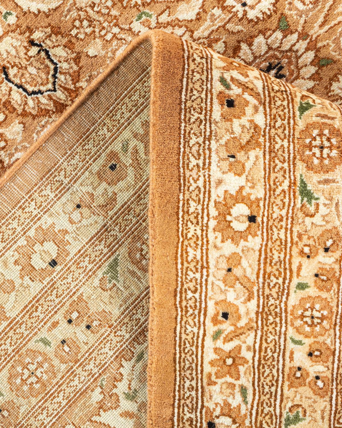 Wool One of a Kind Hand Knotted Traditional Oriental Mogul Brown Area Rug For Sale