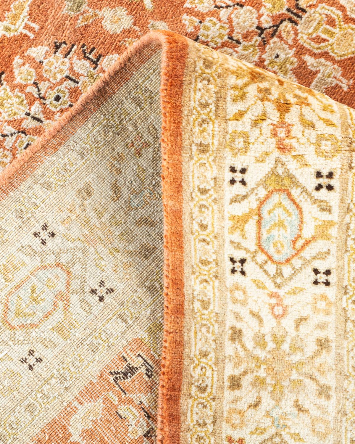 Einzigartiger handgeknpfter traditioneller Orientalischer Mogul-Teppich in Braun (Wolle) im Angebot