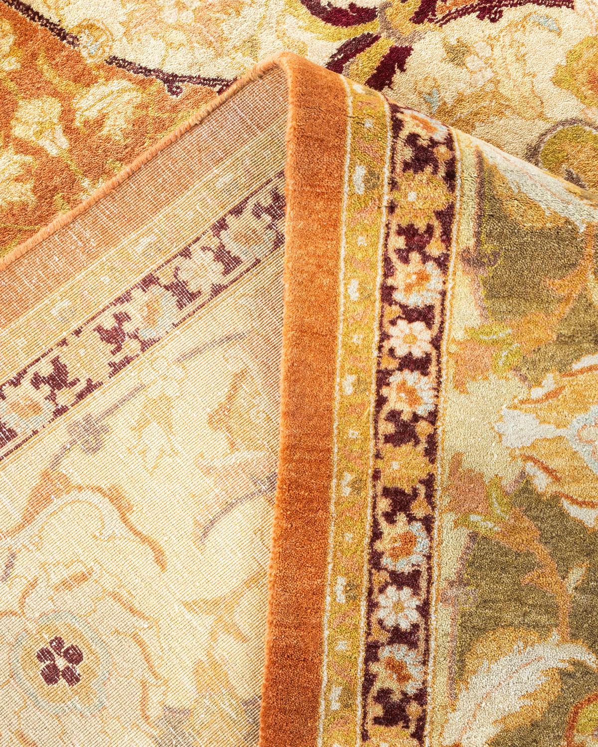Wool One of a Kind Hand Knotted Traditional Oriental Mogul Brown Area Rug For Sale