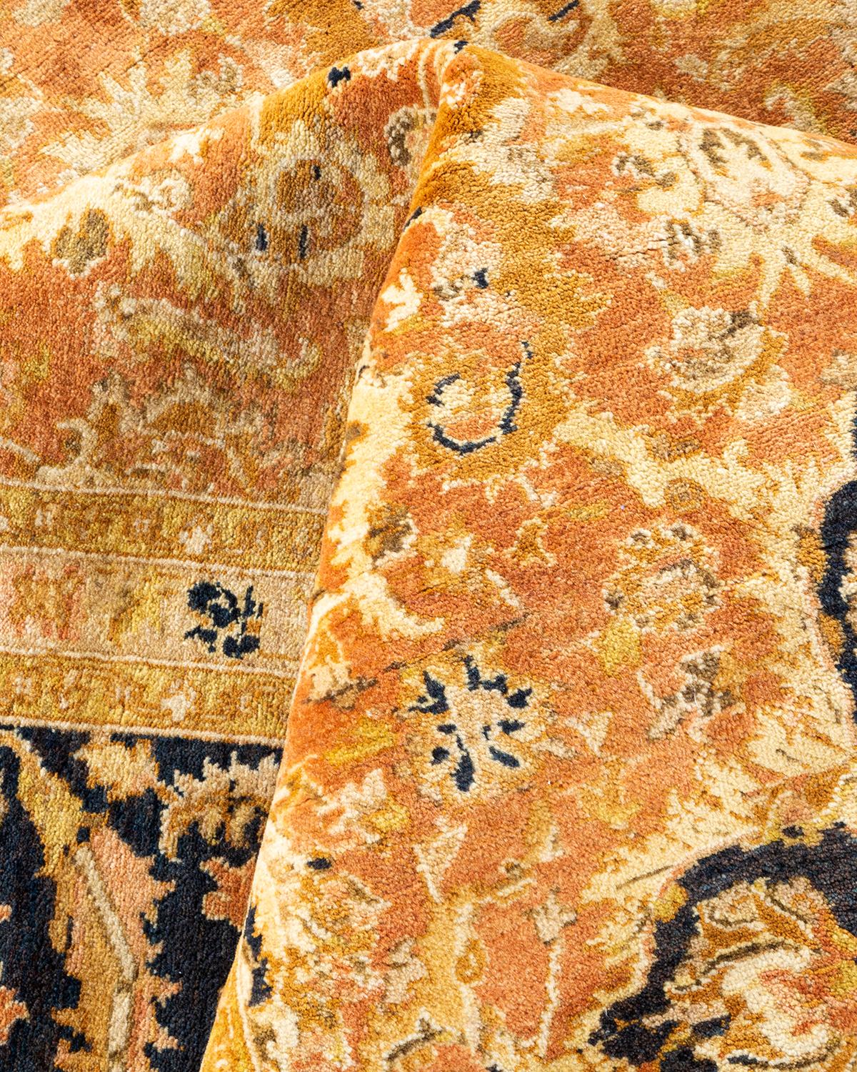 One of a Kind Hand Knotted Traditional Oriental Mogul Brown Area Rug For Sale 1