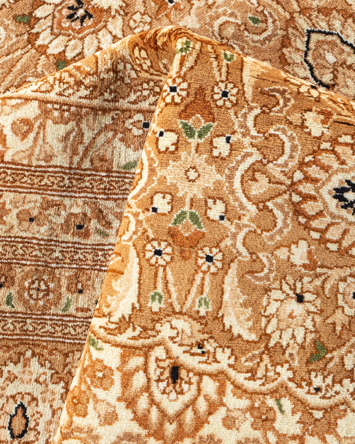 One of a Kind Hand Knotted Traditional Oriental Mogul Brown Area Rug For Sale 1