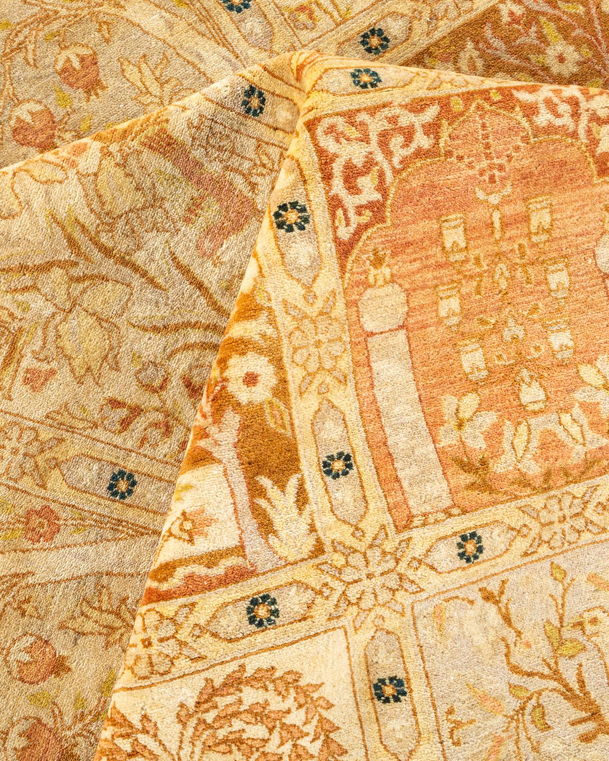 Tapis traditionnel oriental Mogul marron, unique en son genre, nou  la main. en vente 1