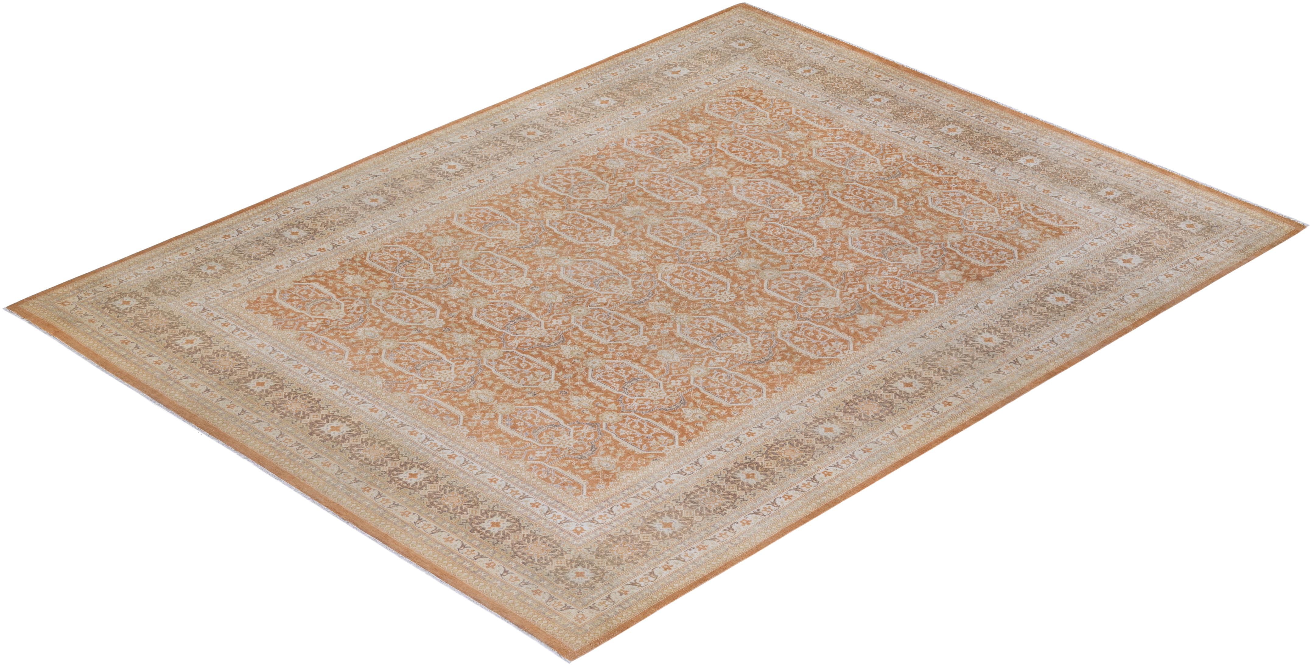 One of a Kind Hand Knotted Traditional Oriental Mogul Brown Area Rug For Sale 2