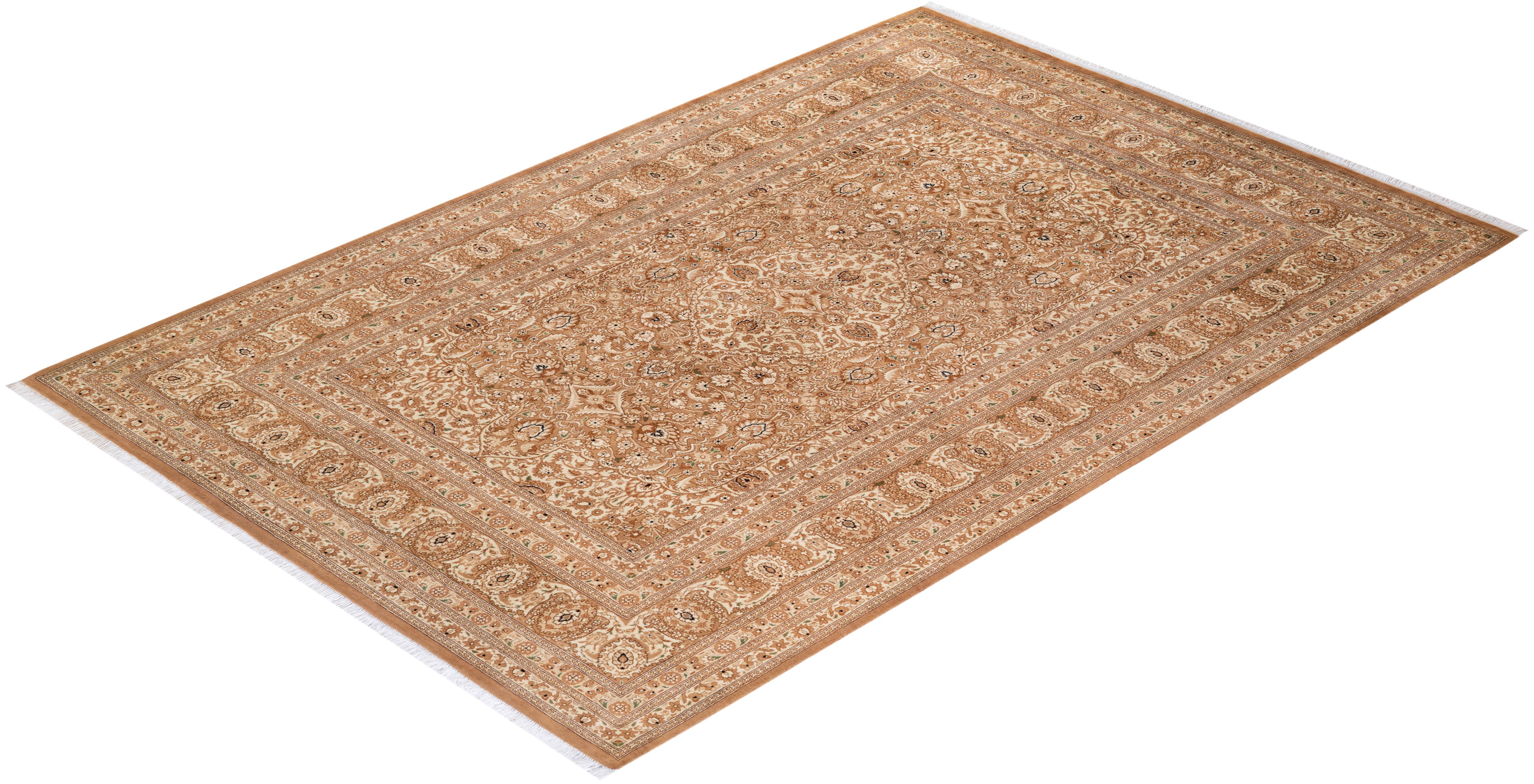 One of a Kind Hand Knotted Traditional Oriental Mogul Brown Area Rug For Sale 2