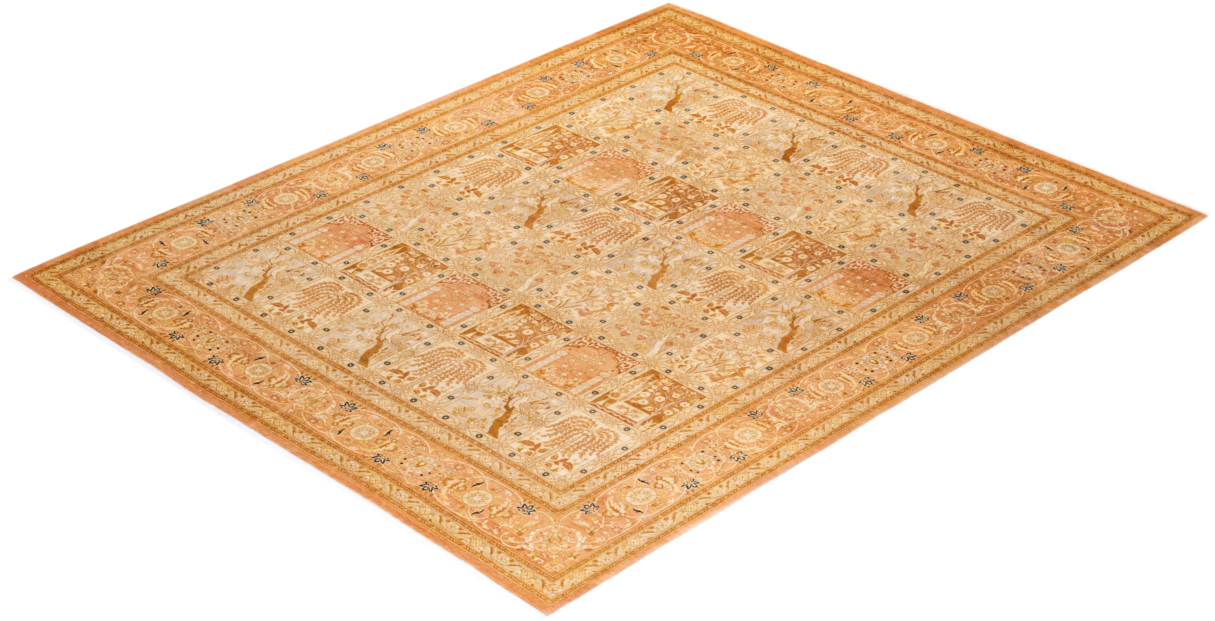 Tapis traditionnel oriental Mogul marron, unique en son genre, nou  la main. en vente 2