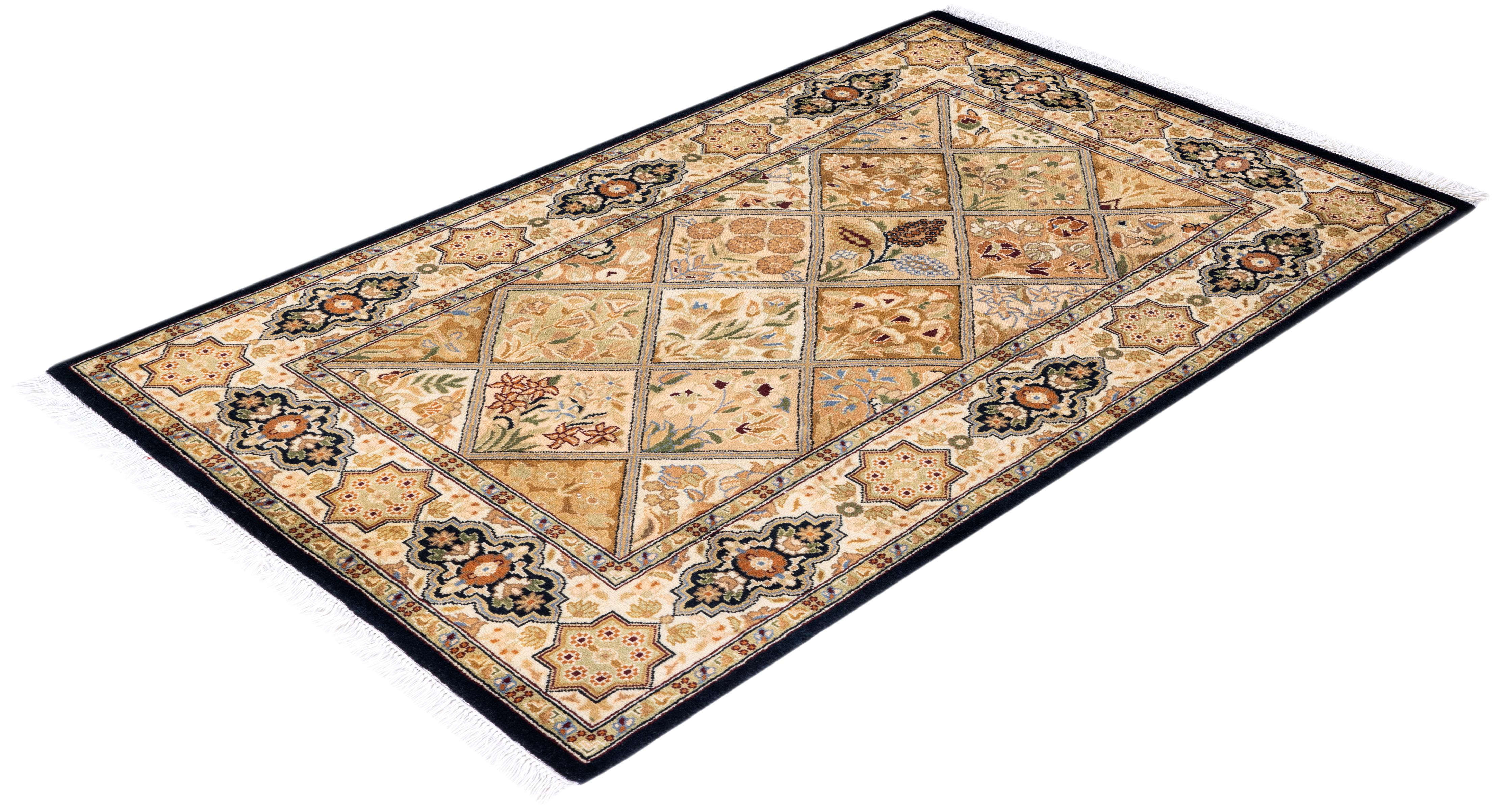 One of a Kind Hand Knotted Traditional Oriental Mogul Brown Area Rug For Sale 2
