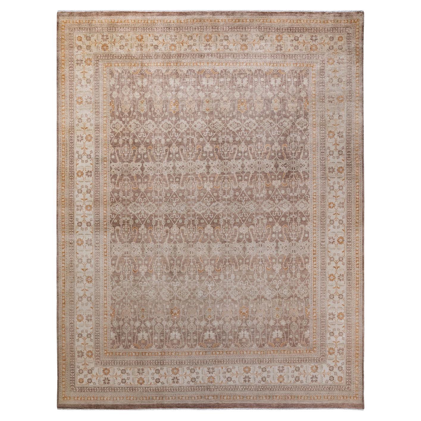 One of a Kind Hand Knotted Traditional Oriental Mogul Brown Area Rug